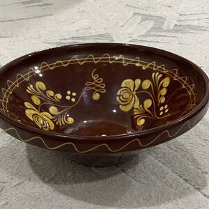 VAROSLOD MAJOLIKA Handmade (Hungary) 10”Redware Bowl-Mid-Century 50s-Earthenware